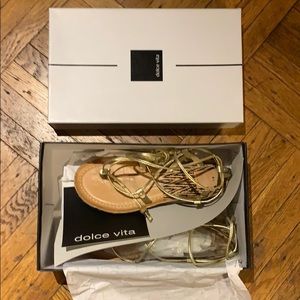 New Women’s Dolce Vita leather gold gladiator